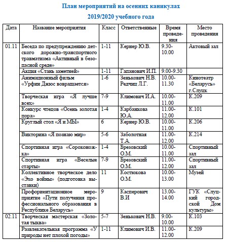 План мероприятий на летние каникулы в сельском клубе